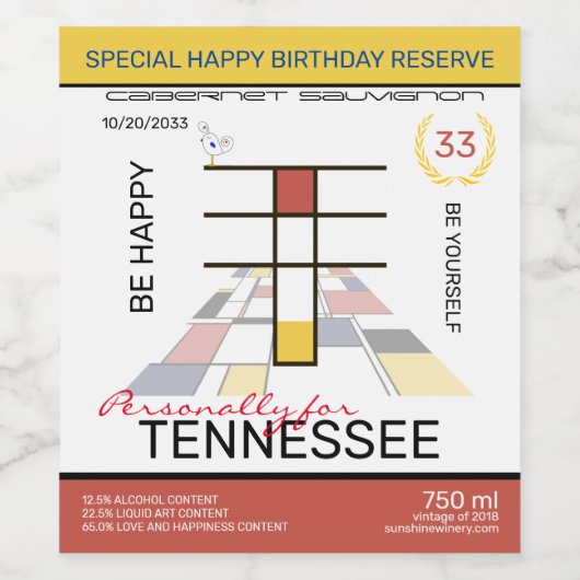 Neoplasticisme Abstracte Art Monogram. Brief T Wijn Etiket (Enkel label)