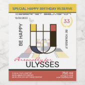 Neoplasticisme Abstracte Art Monogram. Brief U Wijn Etiket (Enkel label)