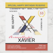 Neoplasticisme Abstracte Art Monogram. Brief X Wijn Etiket (Enkel label)