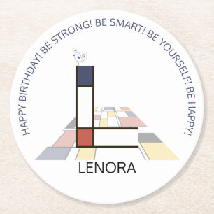 Neoplasticisme Art Cool Monogram. Letter L Ronde Kartonnen Onderzetter