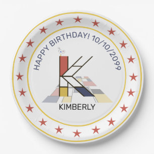 Neoplasticisme Art Elegant Monogram. Brief K Papieren Bordje