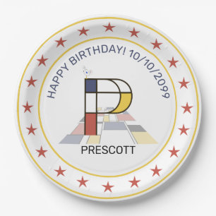 Neoplasticisme Art Elegant Monogram. Brief P Papieren Bordje