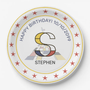 Neoplasticisme Art Elegant Monogram. Brief S Papieren Bordje