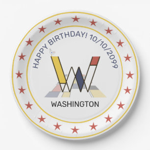 Neoplasticisme Art Elegant Monogram. Brief W Papieren Bordje