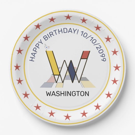 Neoplasticisme Art Elegant Monogram. Brief W Papieren Bordje (Voorkant)