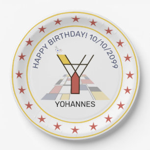 Neoplasticisme Art Elegant Monogram. Brief Y Papieren Bordje