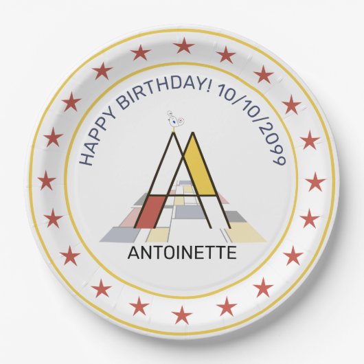 Neoplasticisme Art Elegant Monogram. Letter A-papi Papieren Bordje (Voorkant)