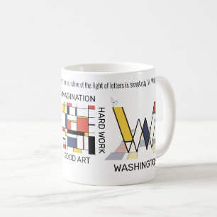 Neoplasticisme Kunst Stijlvol monogram. Brief W Koffiemok