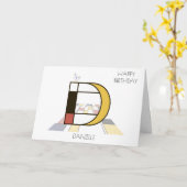 Neoplasticisme Style Monogram. Brief D Kaart (Gele Bloem)