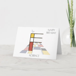 Neoplasticisme Style Monogram. Brief F Kaart