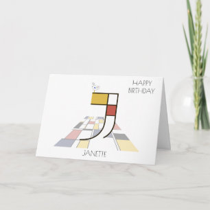 Neoplasticisme Style Monogram. Brief J Kaart