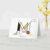 Neoplasticisme Style Monogram. Brief M Kaart (Gele Bloem)
