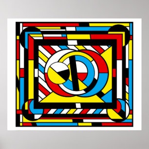 Neoplastiek - rood, blauw, geel De Stijl Design Poster