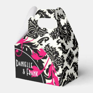 Neopolitan Damask Paisley Fuschia Zwart Wit Bedankdoosjes