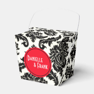Neopolitan Damask Paisley rood zwart wit Bedankdoosjes
