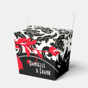 Neopolitan Damask Paisley rood zwart wit Bedankdoosjes