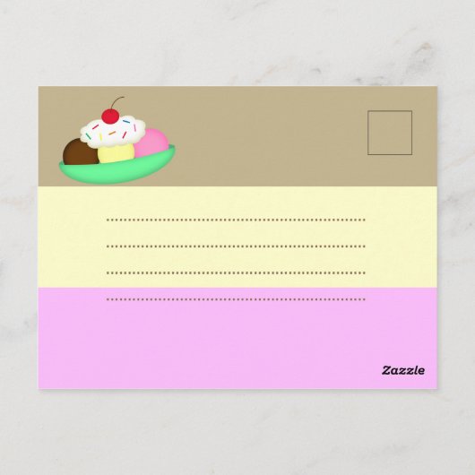Neopolitan Stripe Ice Cream Sundae Verjaardag Uitn Briefkaart (Achterkant)