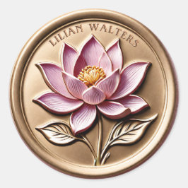 Nep 3D Luxe Roze Lotus Gouden Waslakzegels Sticker