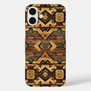 Nep Azteeks houtnerf iPhone 16 Plus Hoesje