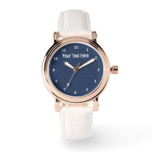 Nep blauw denim stof horloge met aangepaste tekst