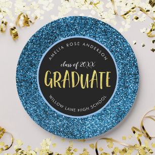 Nep Blauwe Glitter Afstudeerdiploma Papieren Bord