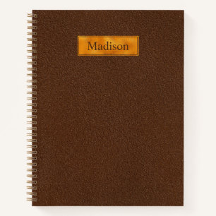 Nep bruin leer textuur met gouden folie banner notitieboek