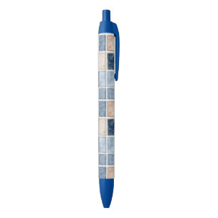 Nep Crème Denim Blauwe Broek Zwarte Inkt Pen