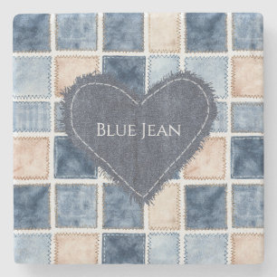 Nep Crème Denim Blauwe Spijkerhart Stenen Onderzetter