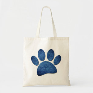 Nep-denim broek met hondpootafdruk textuur tote bag