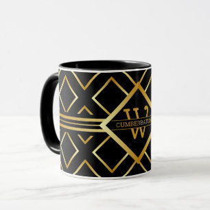 NEP faux gouden geometrisch patroon met monogram o Mok
