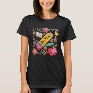 Nep garen textuur potlood aangepaste naam leraar t-shirt