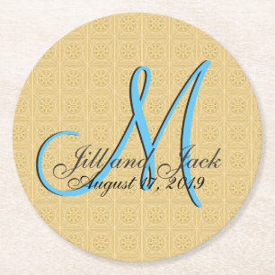Nep geëmailleerd gouden monogram 3D Ronde Kartonnen Onderzetter