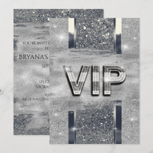 Nep glanzende zilverkleurige metalen VIP-feestuitn Kaart