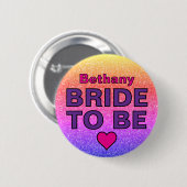 Nep Glitter Bruid Wordt Aangepaste Naam Ronde Button 5,7 Cm (Voorkant /achterkant)