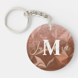 Nep Glitter Bruin Geborsteld Metaal Monogram Sleutelhanger