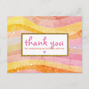 Nep glitter eenhoorn verjaardag bedankt briefkaart