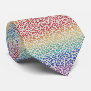 Nep Glitter Regenboog Luipaardprint Halseinde Stropdas
