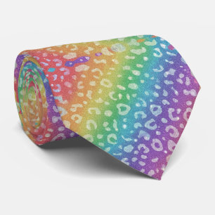 Nep Glitter Regenboog Luipaardprint Herenstrik Stropdas
