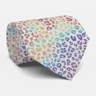 Nep Glitter Regenboog Luipaardprint Herenstrik Stropdas