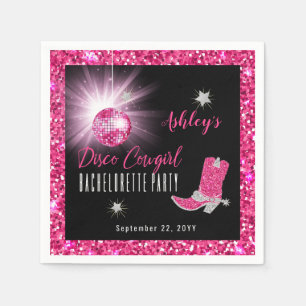 Nep Glitter Roze Disco Cowgirl Bachelorette Feestj Servet