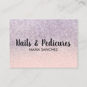 Nep Glitter Roze Ombre Nagel Haar Zakelijke Kaart Visitekaartje