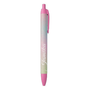 Nep Glitter Roze Pastel Regenboog Monogram Zwarte Inkt Pen