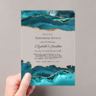 Nep Glitter Turquoise Goud Agaat Proefavondeten Acryl Uitnodigingen