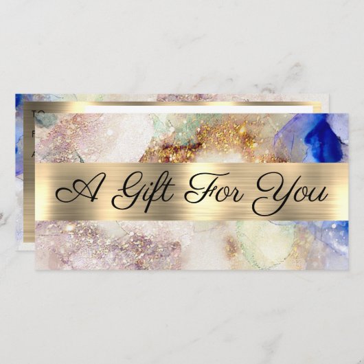 Nep Glitter Waterverf en Folie Cadeaubon (Voorkant / Achterkant)