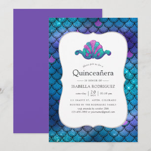 Nep glitter zeemeermin schubbenpatroon Quinceanera Kaart