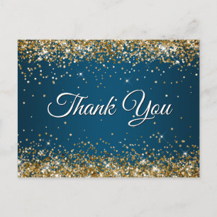 Nep Glitterend Goud Glitter Oceaanblauw Dank Je Briefkaart