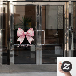 nep glitters roze strik logo raamsticker