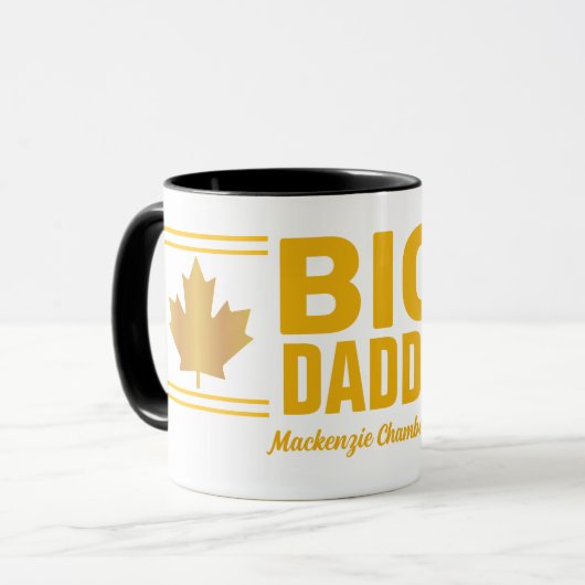 Nep Gold Maple Leaf Big Daddy op WIT Mok (Voorkant links)