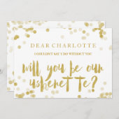 Nep goud confetti Wil je onze usherette zijn Kaart (Voorkant / Achterkant)
