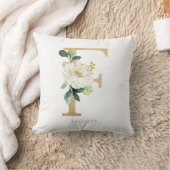Nep goud folie bloem letter F monogram Kussen (Deken)